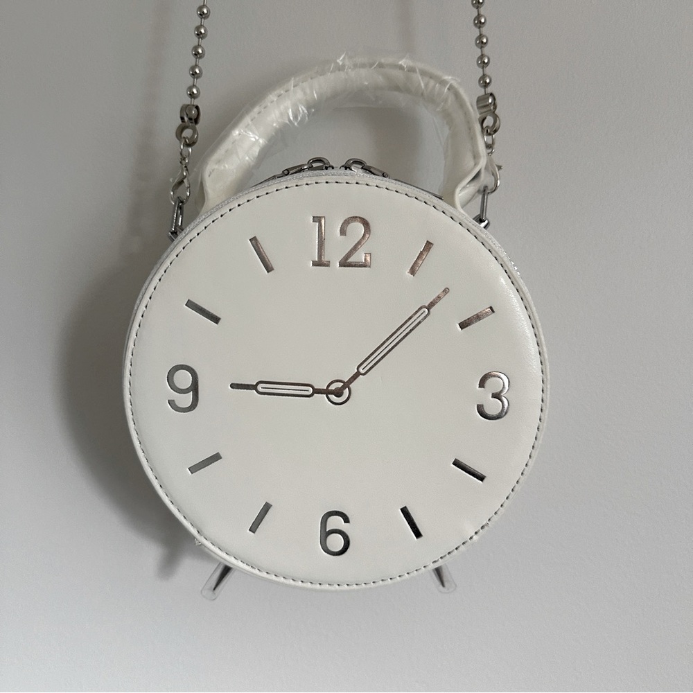 Women Chain Strap Shoulder Bag Small Round Bag Clock Shape